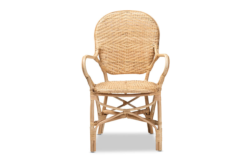 Noelia Modern Bohemian Natural Brown Finished Rattan Dining Chair