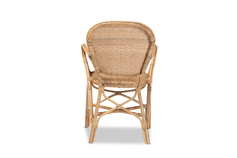 Noelia Modern Bohemian Natural Brown Finished Rattan Dining Chair