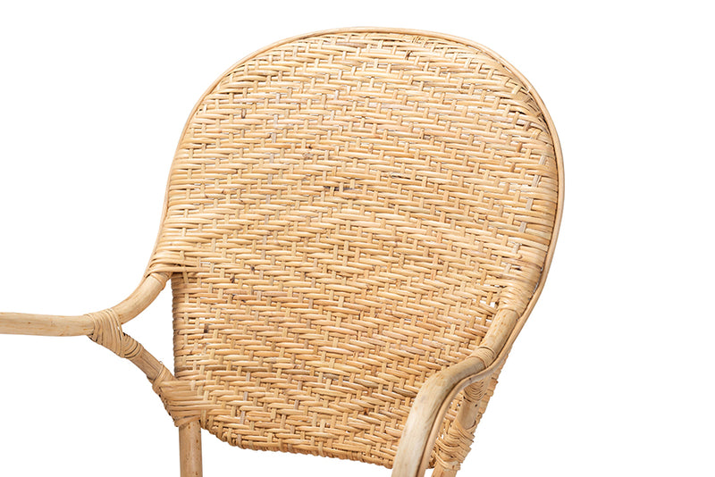 Noelia Modern Bohemian Natural Brown Finished Rattan Dining Chair