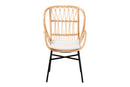 Basira Natural Brown Rattan and Black Metal Chair Baxton