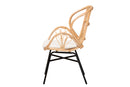 Basira Natural Brown Rattan and Black Metal Chair Baxton