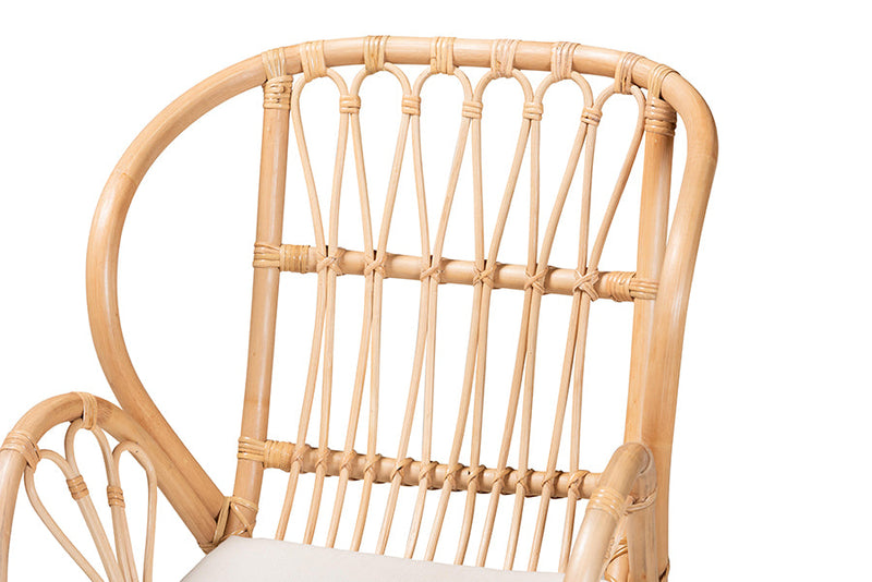 Basira Natural Brown Rattan and Black Metal Chair Baxton