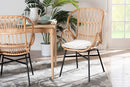 Basira Natural Brown Rattan and Black Metal Chair Baxton