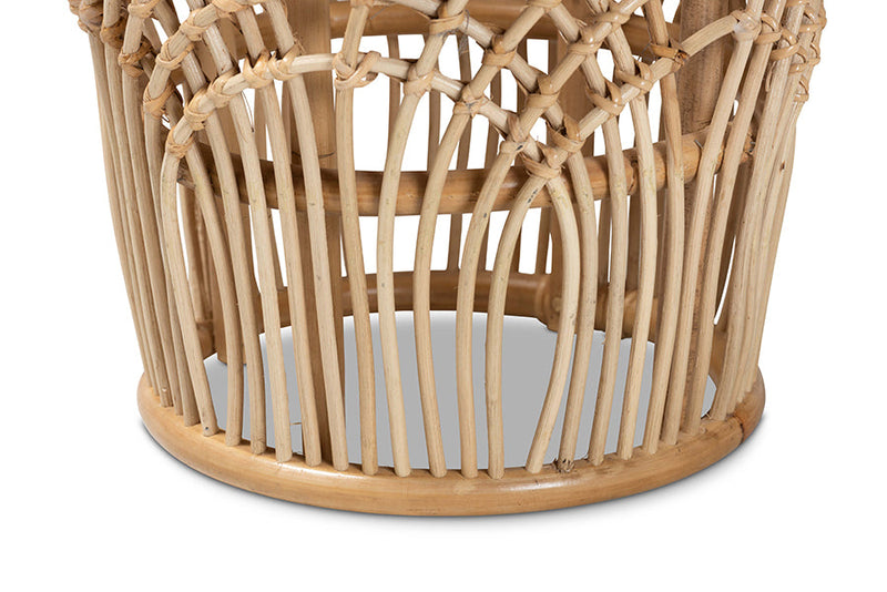 Celine Natural Brown Finished Rattan End Table Baxton