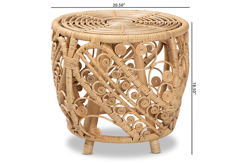 Cinzia Natural Brown Finished Rattan End Table Baxton