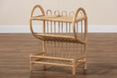 Blanca Natural Brown Finished Rattan 2-Tier Display Shelf Baxton