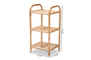 Eliza Natural Brown Finished Rattan 3-Tier Display Shelf Baxton