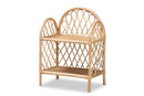 Kristy Natural Brown Rattan 2-Tier Display Shelf Baxton