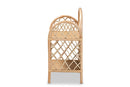 Kristy Natural Brown Rattan 2-Tier Display Shelf Baxton