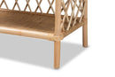 Kristy Natural Brown Rattan 2-Tier Display Shelf Baxton
