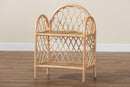 Kristy Natural Brown Rattan 2-Tier Display Shelf Baxton
