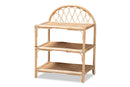 Sandrine Natural Brown Rattan 3-Tier Display Shelf Baxton