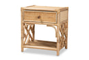 Layla Natural Brown Rattan 1-Drawer Nightstand Baxton