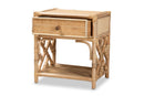 Layla Natural Brown Rattan 1-Drawer Nightstand Baxton