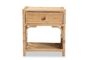 Layla Natural Brown Rattan 1-Drawer Nightstand Baxton