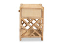 Layla Natural Brown Rattan 1-Drawer Nightstand Baxton