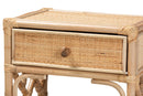 Layla Natural Brown Rattan 1-Drawer Nightstand Baxton