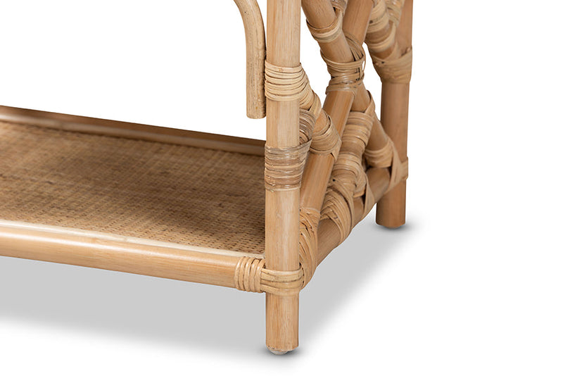 Layla Natural Brown Rattan 1-Drawer Nightstand Baxton