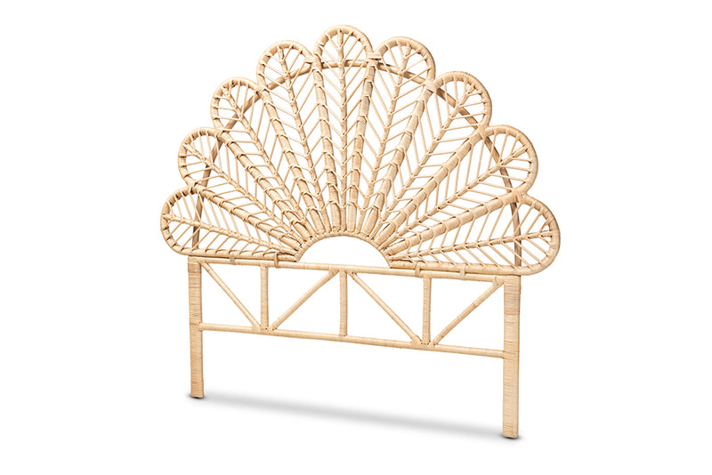 Delfina Modern Bohemian Natural Brown Rattan Queen Size Standalone Headboard