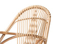 Nissa White Fabric Upholstered and Natural Brown Finished Rattan Accent Chair Baxton