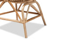 Nissa White Fabric Upholstered and Natural Brown Finished Rattan Accent Chair Baxton