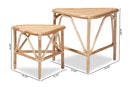 Nissa Natural Brown Finished Rattan 2Pc End Table Set Baxton