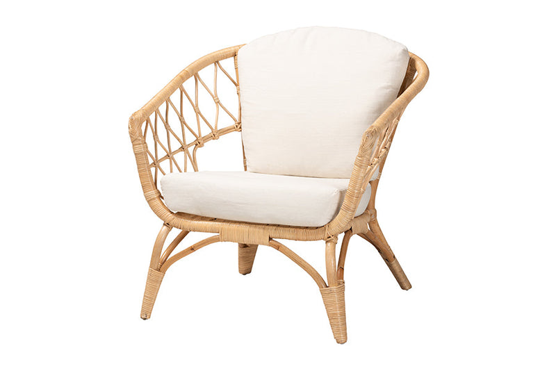 Adelia Natural Brown Antique Rattan Armchair Baxton
