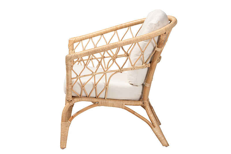 Adelia Natural Brown Antique Rattan Armchair Baxton