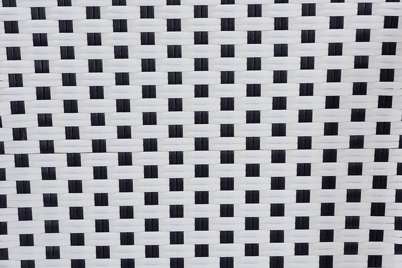 Katina Black and White Plastic and Natural Brown Rattan 5-Piece Bistro Set Baxton