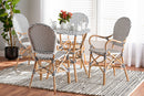 Katina Black and White Plastic and Natural Brown Rattan 5-Piece Bistro Set Baxton