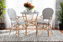 Katina Black and White Weaving and Natural Brown Rattan 2Pc Bistro Chair Set Baxton