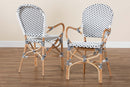 Katina Black and White Weaving and Natural Brown Rattan 2Pc Bistro Chair Set Baxton