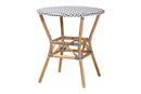 Barnes Black and White Weaving and Natural Brown Rattan 5-Piece Bistro Set Baxton