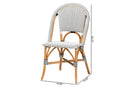 Barnes Black and White Weaving and Natural Brown Rattan Bistro Chair Baxton