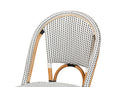 Barnes Black and White Weaving and Natural Brown Rattan Bistro Chair Baxton
