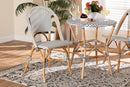 Barnes Black and White Weaving and Natural Brown Rattan Bistro Chair Baxton