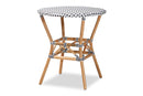 Thurman Black and White Weaving and Natural Brown Rattan Bistro Table Baxton