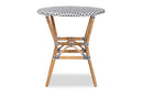 Thurman Black and White Weaving and Natural Brown Rattan Bistro Table Baxton