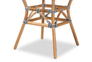 Thurman Black and White Weaving and Natural Brown Rattan Bistro Table Baxton