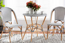 Thurman Black and White Weaving and Natural Brown Rattan Bistro Table Baxton