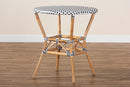 Thurman Black and White Weaving and Natural Brown Rattan Bistro Table Baxton