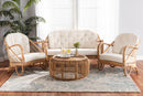 Mathias Natural Brown Antique Rattan 4Pc Living Room Set Baxton