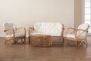 Mathias Natural Brown Antique Rattan 4Pc Living Room Set Baxton