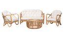 Mathias Natural Brown Antique Rattan 4Pc Living Room Set Baxton