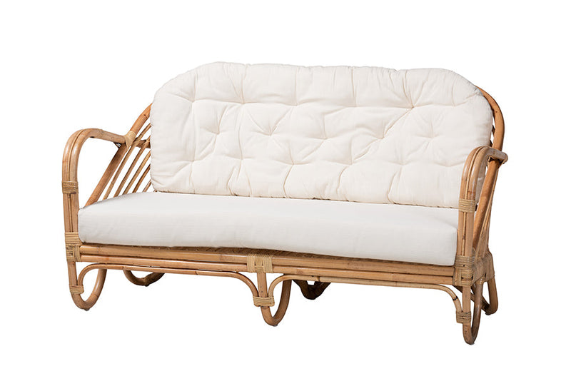 Mathias Natural Brown Antique Rattan 4Pc Living Room Set Baxton