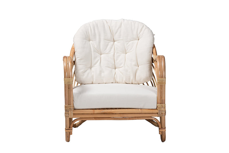 Mathias Natural Brown Antique Rattan Armchair Baxton