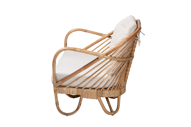 Mathias Natural Brown Antique Rattan Loveseat Baxton
