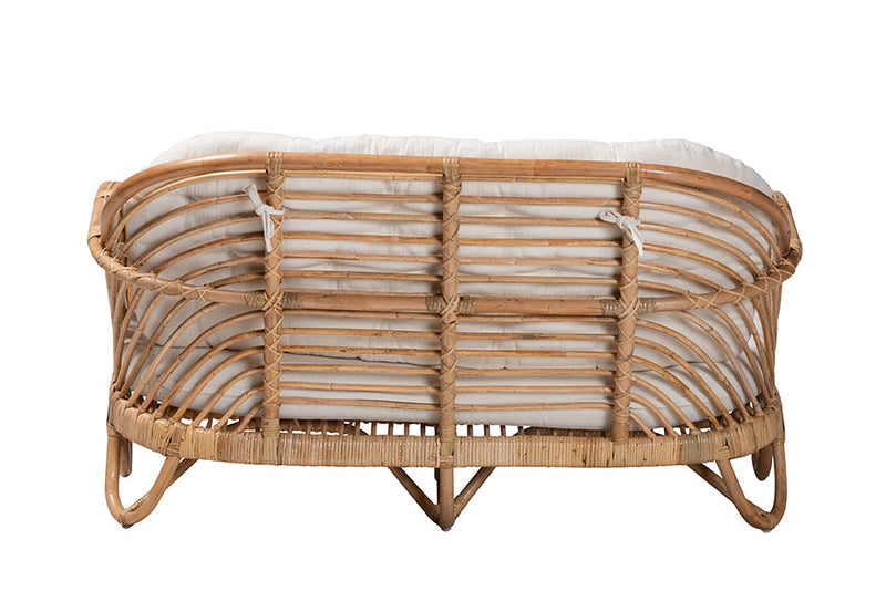 Mathias Natural Brown Antique Rattan Loveseat Baxton