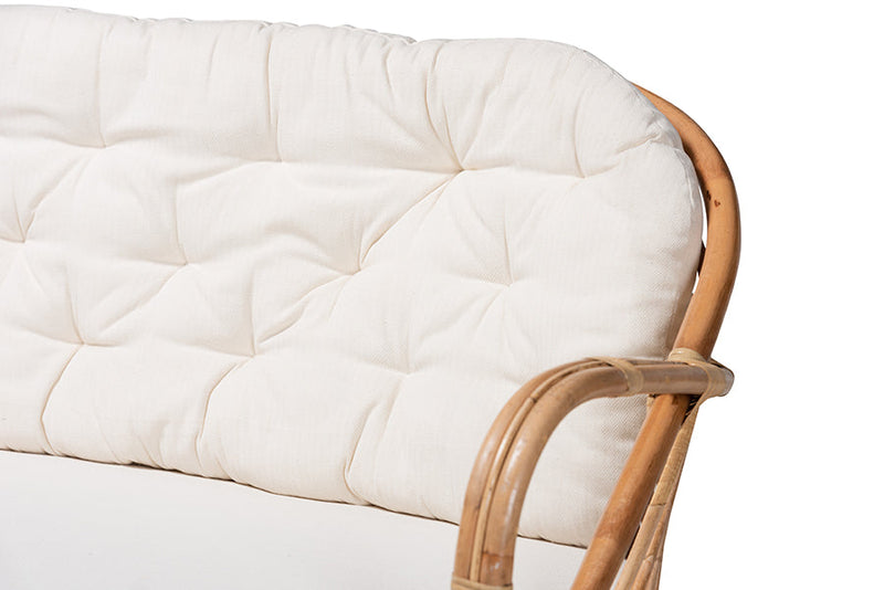 Mathias Natural Brown Antique Rattan Loveseat Baxton