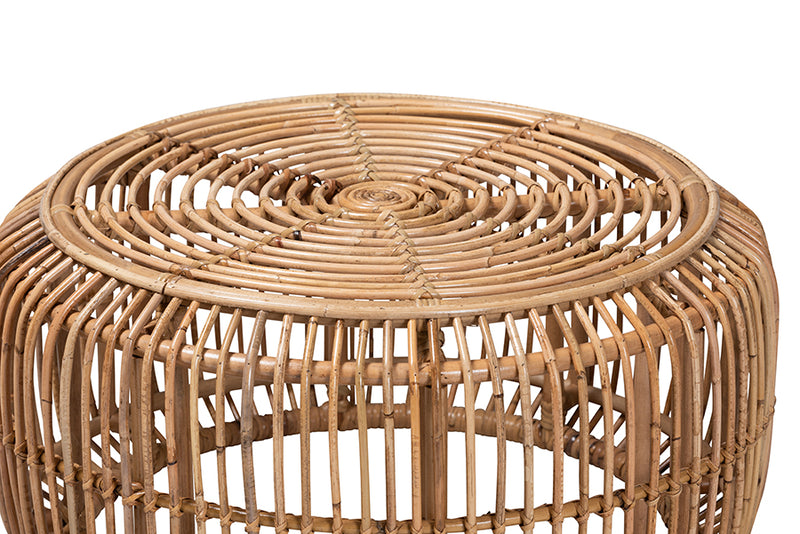 Mathias Modern Bohemian Natural Brown Antique Rattan Coffee Table